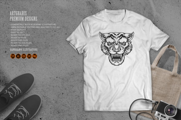 Download Angry Tiger Head Illustration Silhouette - Tiger Collection