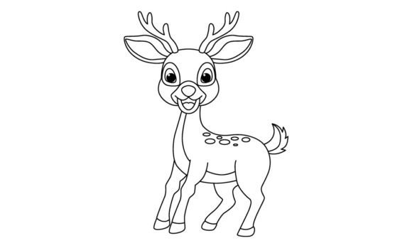 Download Cute Deer Cartoon Vector Coloring Page - Deer cartoon Collection