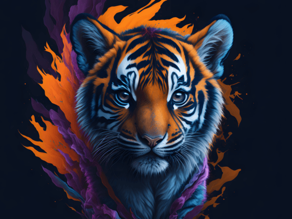 Download Cute Floral Tiger Illustration Art 4 - Premium Bundle