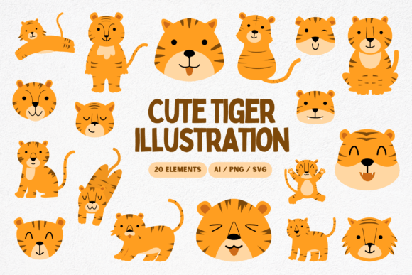 Download Cute Tiger Illustration - Tiger Collection