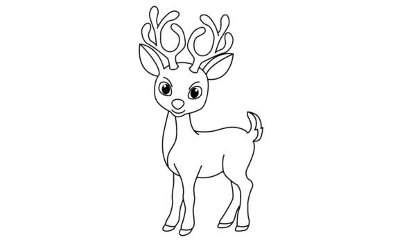 Download Cute Deer Cartoon Coloring Page - Premium Resources